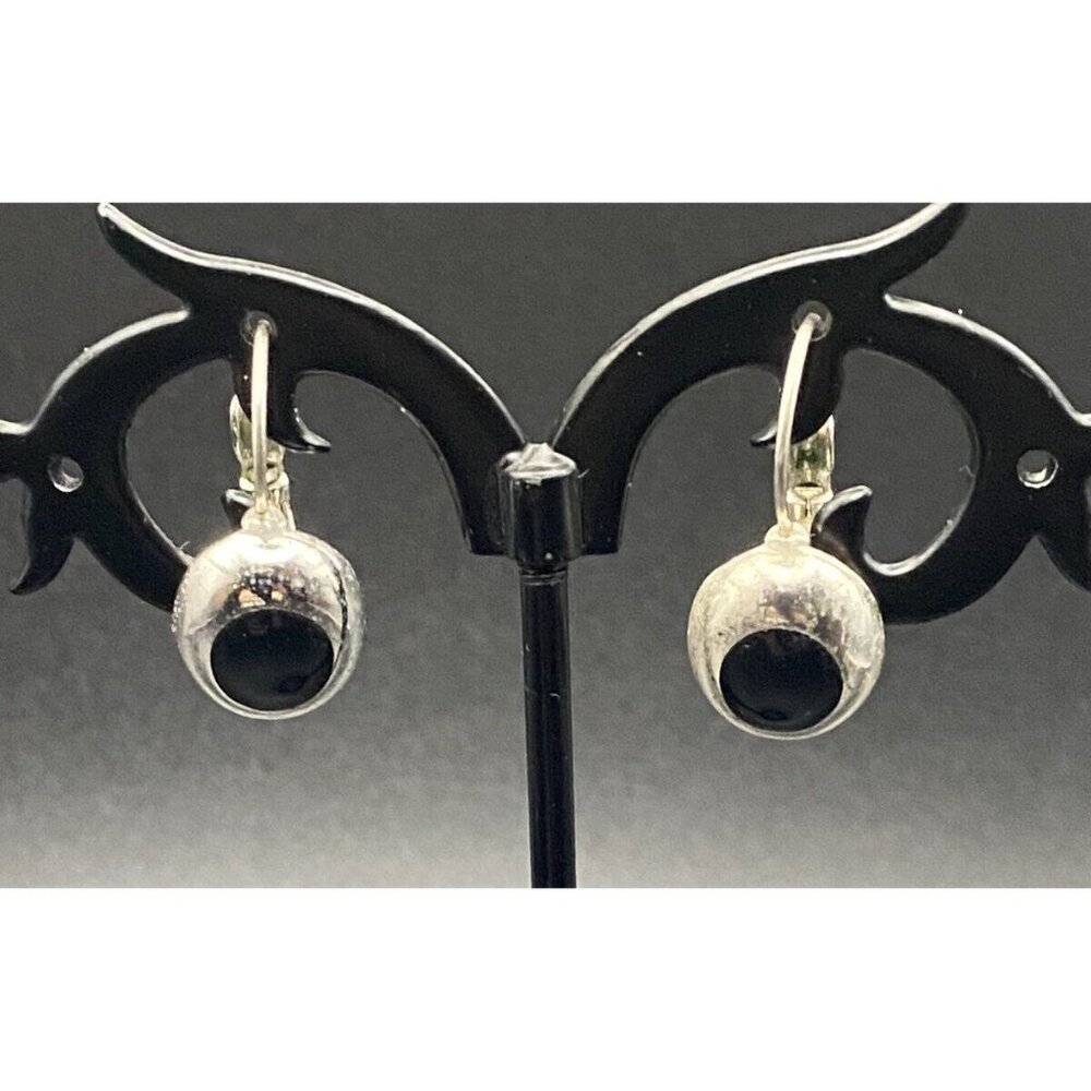 Vintage Bracelet Pierced Earrings Signed Liz Claiborne Silver Tone Black Accents - Picture 4 of 9